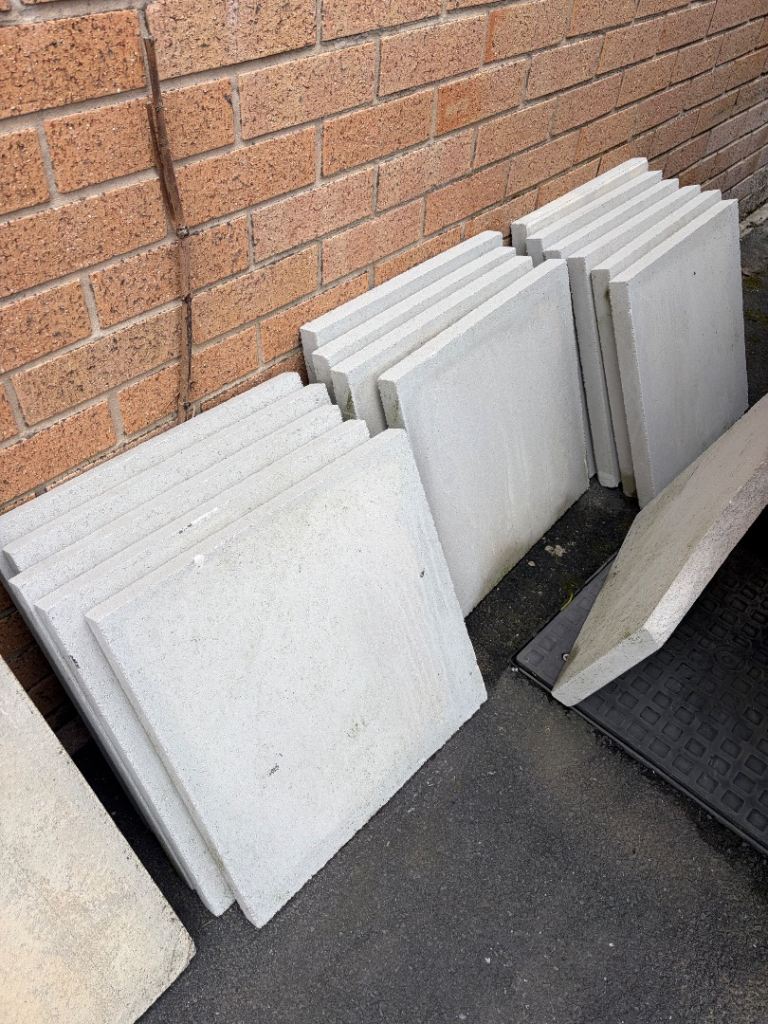 Square Garden Paving Slabs x 15 - Light Grey, Good Condition