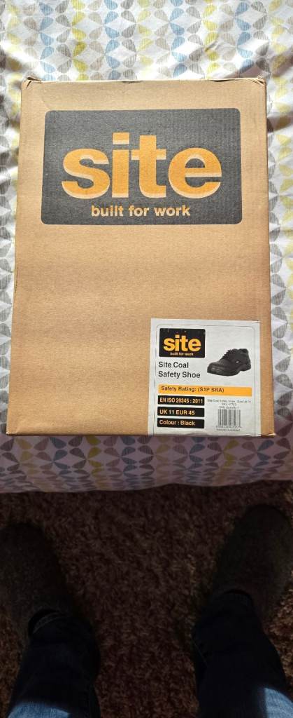 SITE Coal Size 11 Black Steel Toe Cap Safety Shoes 