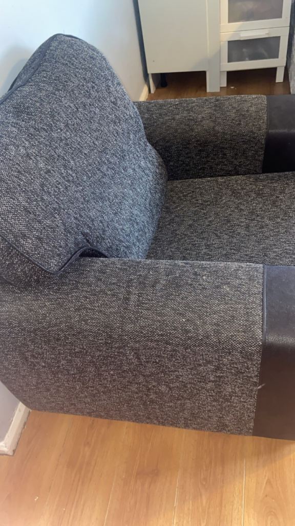 Comfy Grey Fabric Armchair – Good Condition