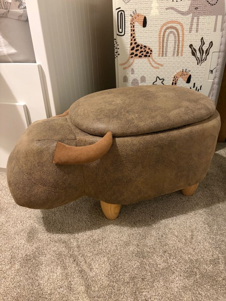 Kids nursery Brown bull/buffalo stool/storage box