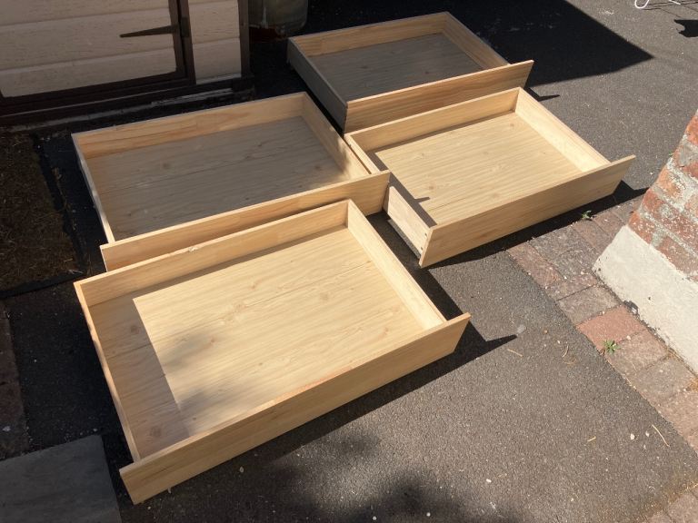 Pine under bed pull out storage draws