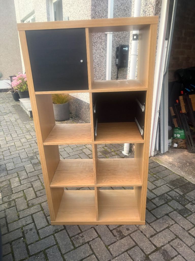 Ikea Oak & Black coloured bookcase