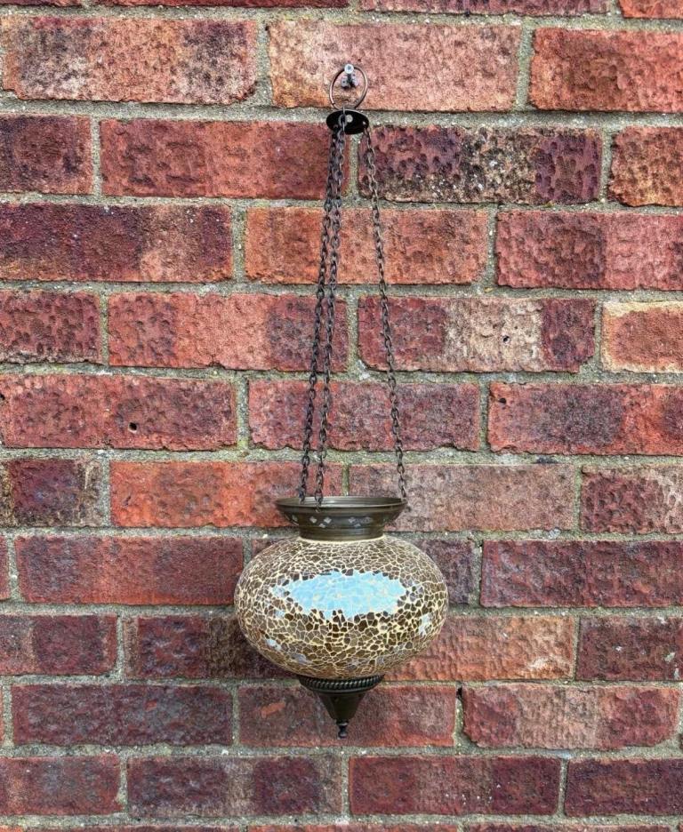 Turkish Moroccan vintageMosaic Glass Hanging TealightCandle lamp shade