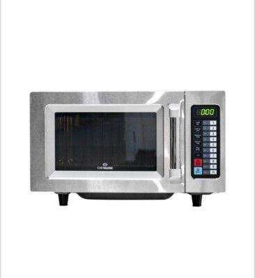 CHEFMASTER  STAINLESS STEEL 1000W COMMERCIAL MICROWAV  FLAT PLATE RET £234 BRAND NEW