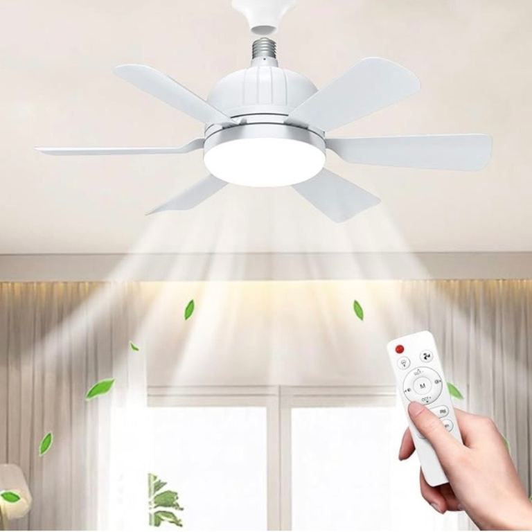 Lightbulb Ceiling Fan with Adapter & Remote Control 