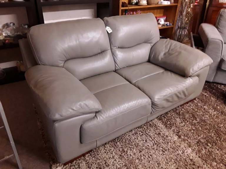 image for Modern DFS grey leather 2-seater sofa Low Cost Moves 2nd Hand Furniture STALYBRIDGE SK15 3DN