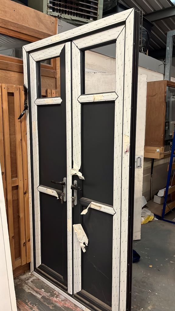 Grey and Grey Upvc French doors 