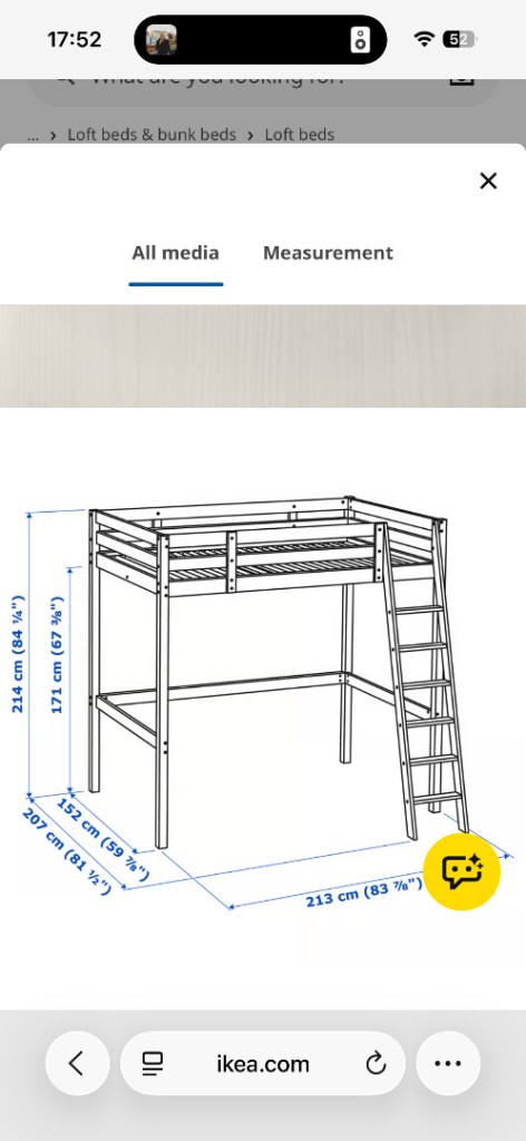 Ikea Stora double bed frame - Loft bed