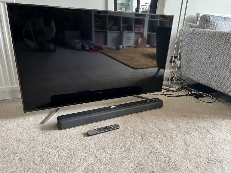 Sony Smart 55inch TV with Soundbar and Remote – Good Condition