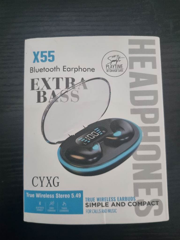 X55 Bluetooth Extra Bass True Wireless Earbuds + Charging Case | Excellent