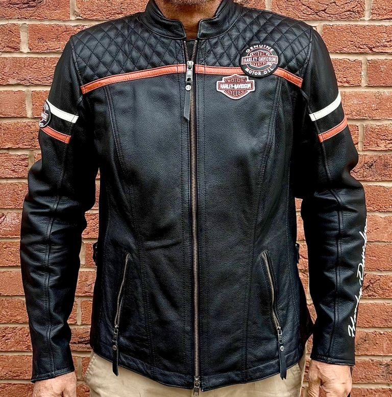 Genuine Harley Davidson Miss Enthusiast Leather Biker Jacket 2XL (Approx UK 16)