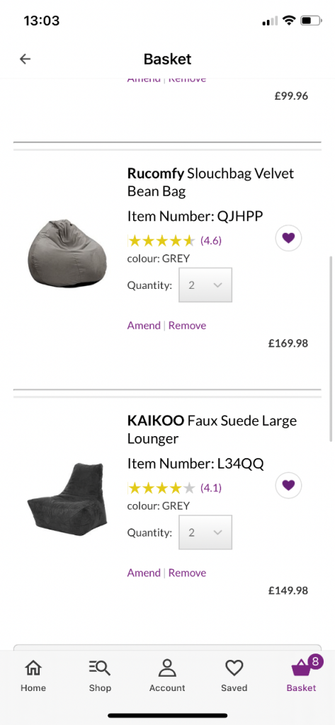 2 large grey bean bags