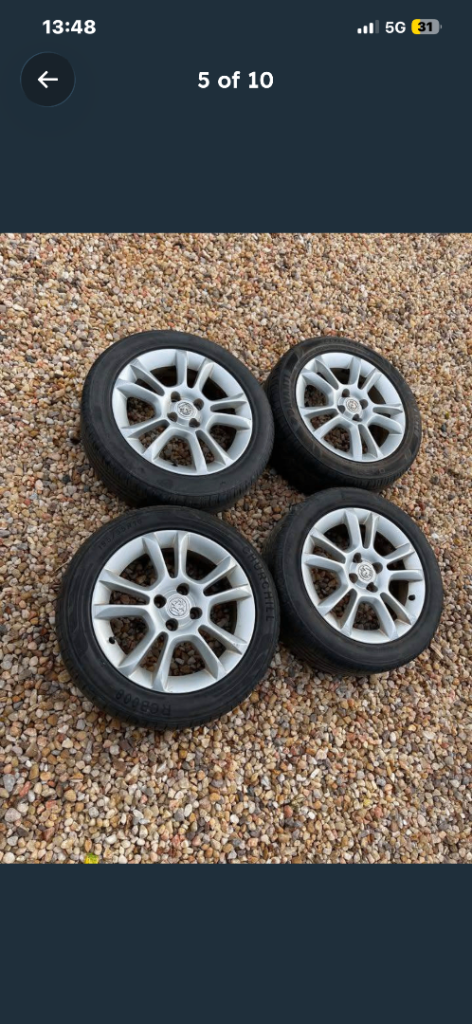 Vauxhall Corsa D SXi 16inch Alloys and tires x 4, Decent condition,   £120,  