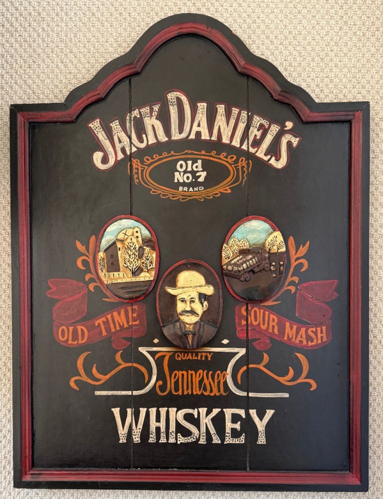Vintage Jack Daniels 3D Wood Bar Sign - Old No 7 Tennessee Whiskey Relief Plaque