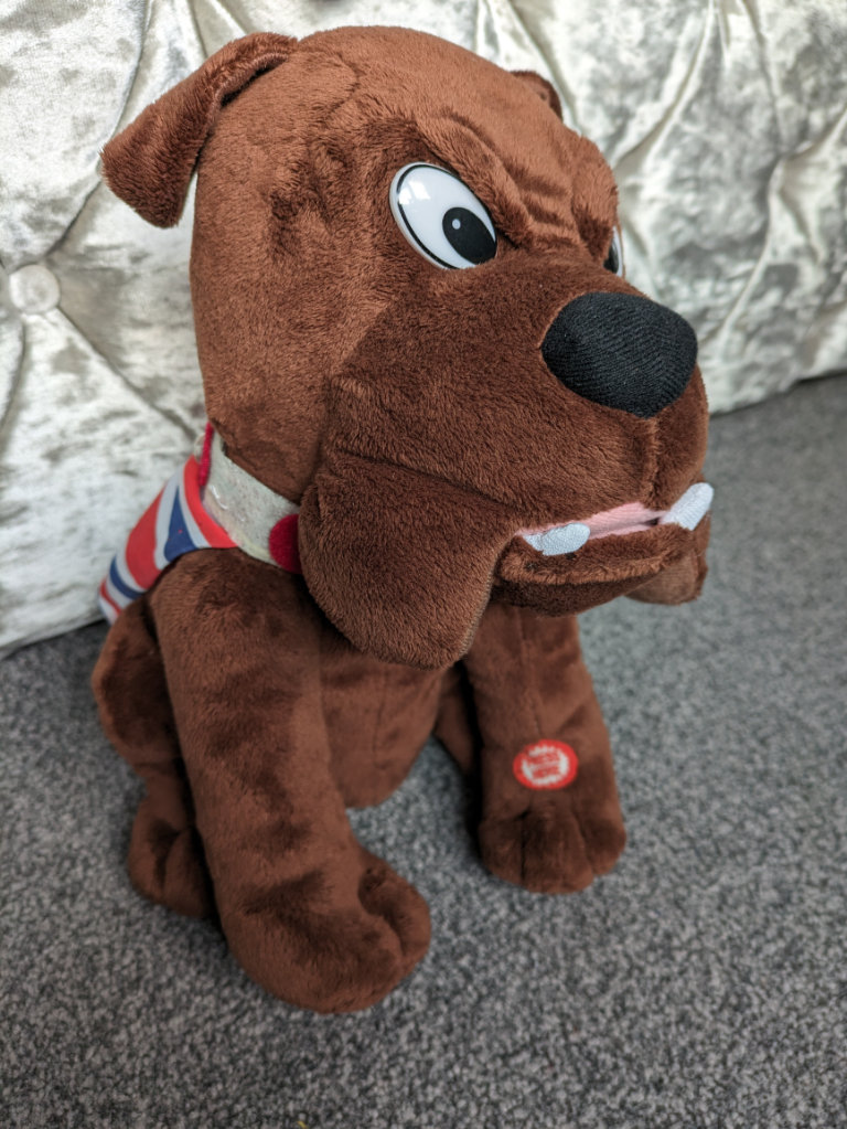 Brown Bulldog Plush Toy British Flag