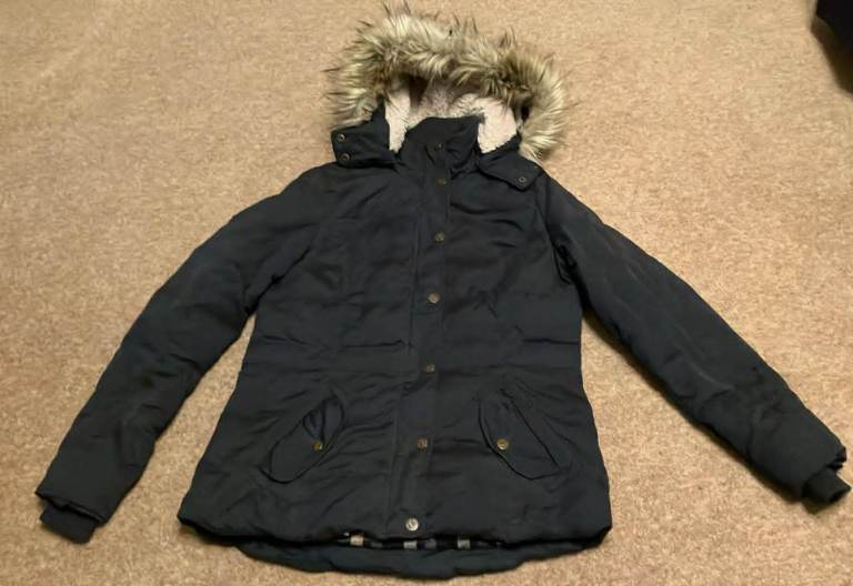 Fat Face Navy Hooded Coat size 12