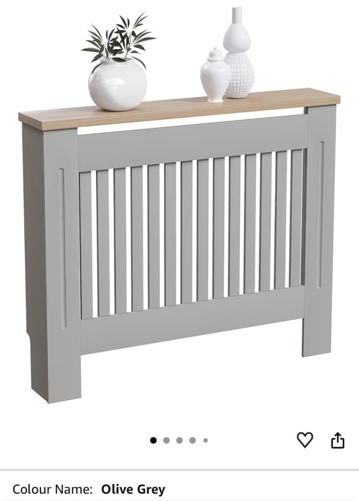 2 x Olive Grey Radiator Cover with Oak Top – NEW