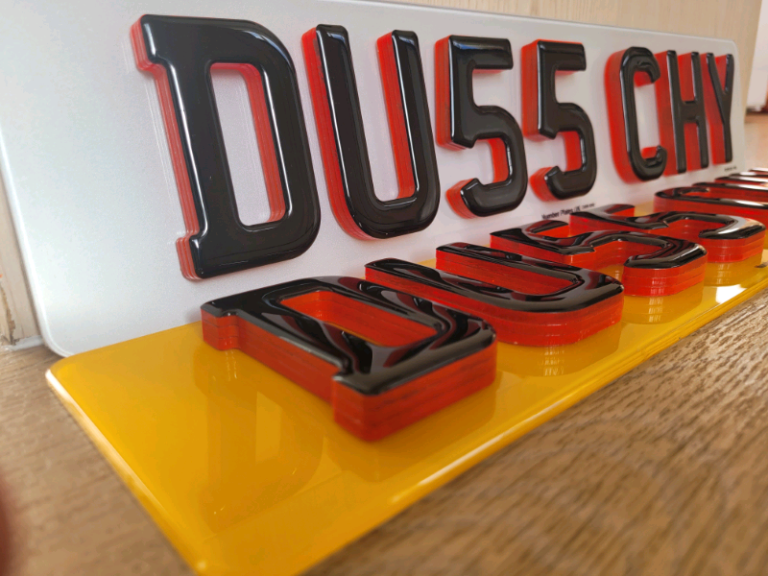 9mm Neon Red 4D Black Gel Car Number Plates