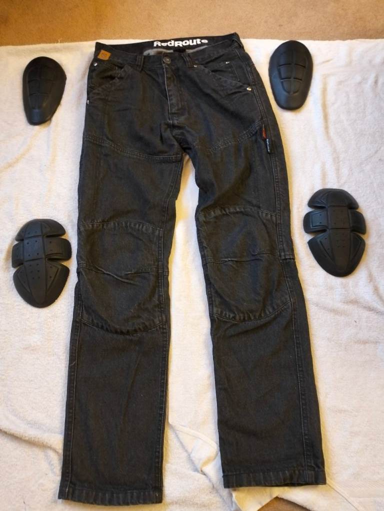 Red Route Ladies motorcycle Kev lar Jeans Black Size 12  30" W Reg Leg 32"