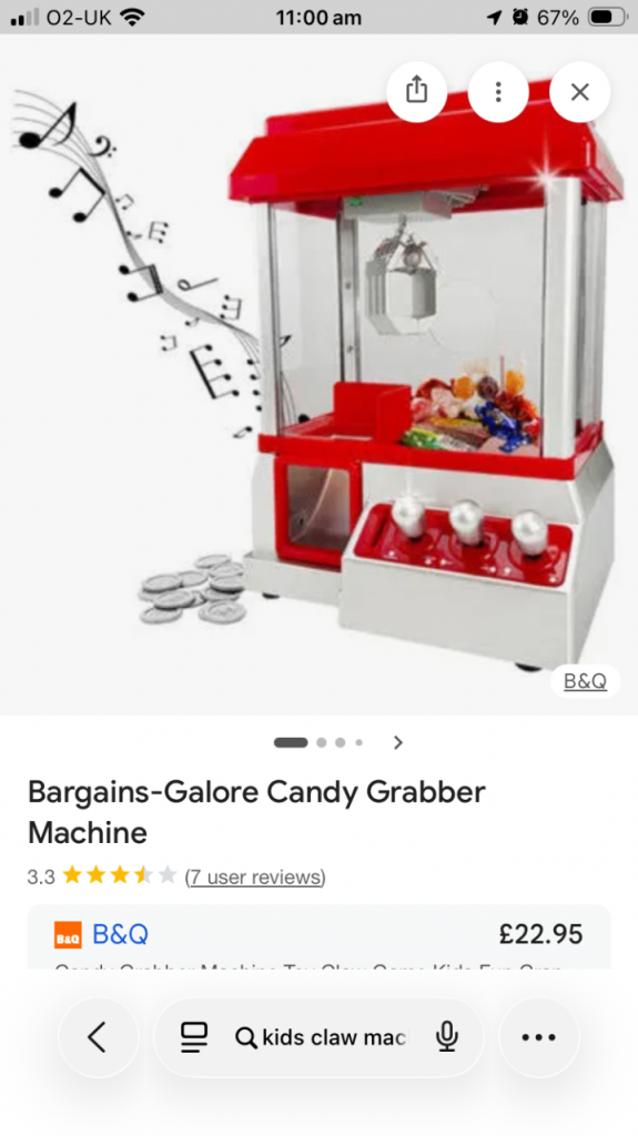 Candy Claw Machine Grabber 