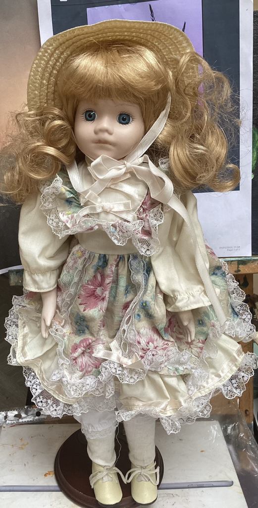 The Leonardo Collection 16” Porcelain Doll with Stand and boxed