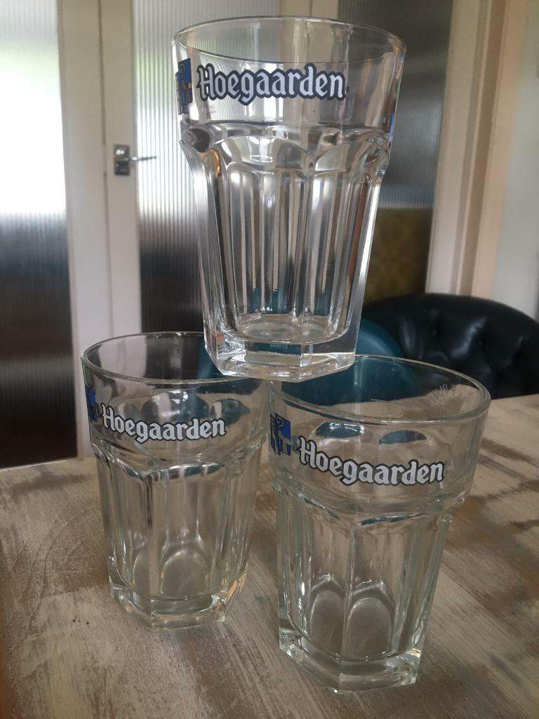 SET OF 3 HOEGAARDEN HALF PINT BEER GLASSES 