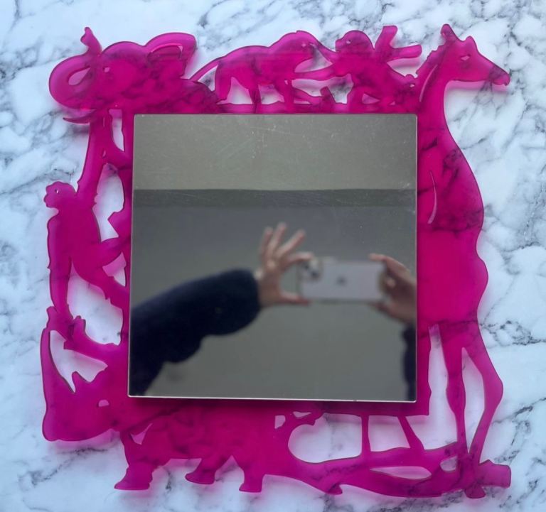 Habitat Fun Pink Perspex Frame Zoo Animals Mirror