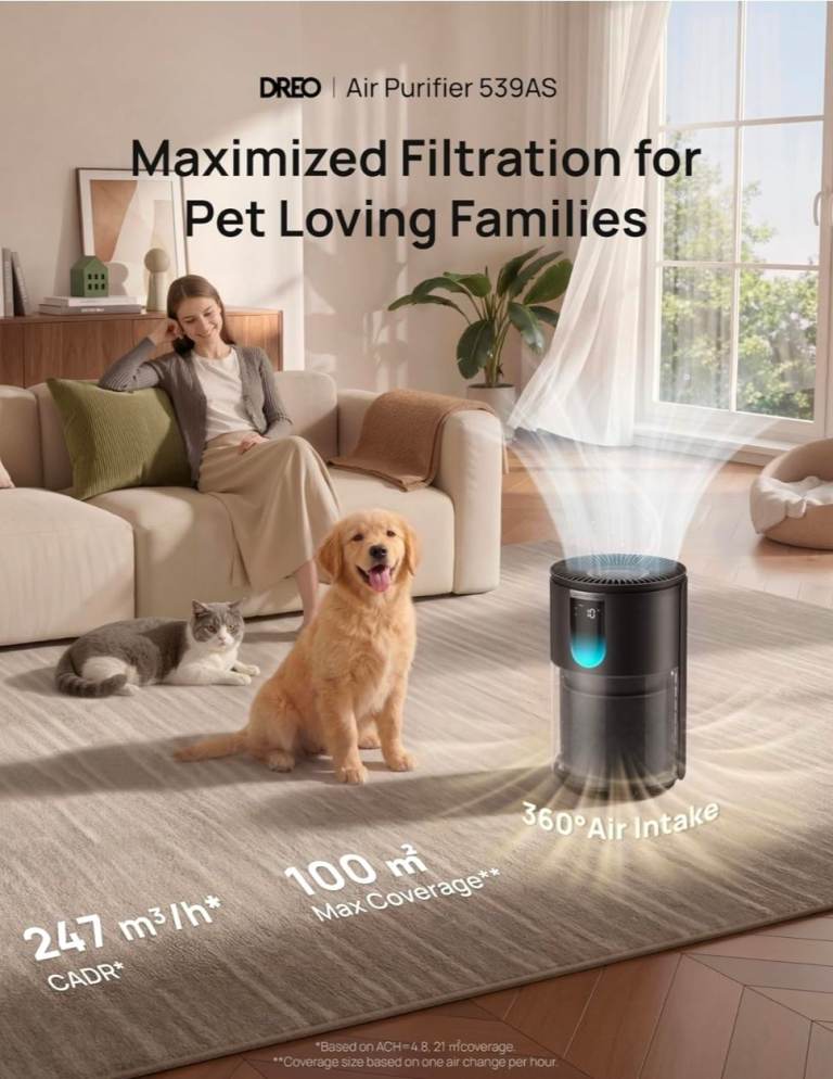 DREO 539AS, Smart Air Purifier for Pets, Black, New in Box 
