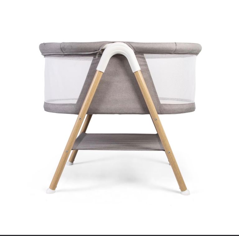 Baby Bassinet/Cradle – Grey with Wood Effect Legs