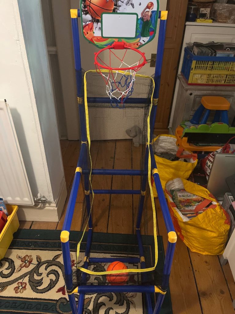 Kids' Adjustable Basketball Hoop and Ball – Good Condition