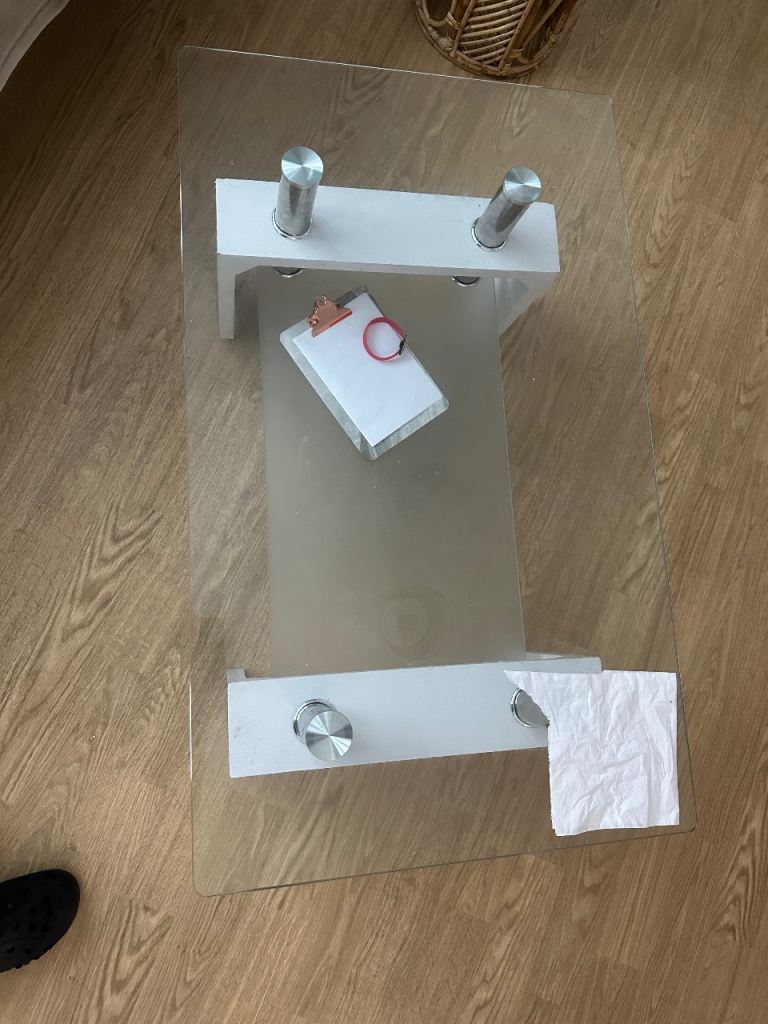 Glass Tea Table – Silver Legs – Modern & Stylish – ONO