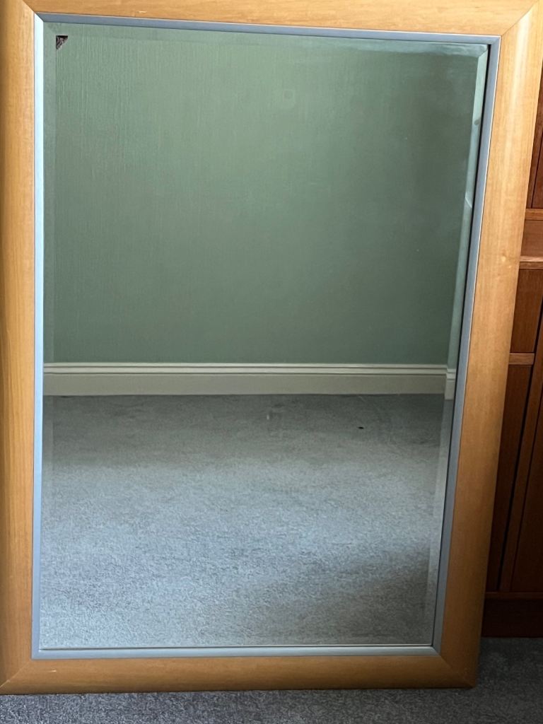 wood framed large mirror