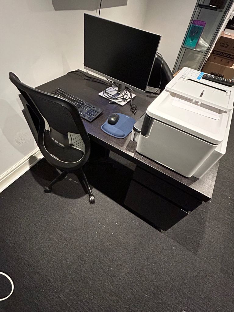 Black Office Desk With Drawers Like New