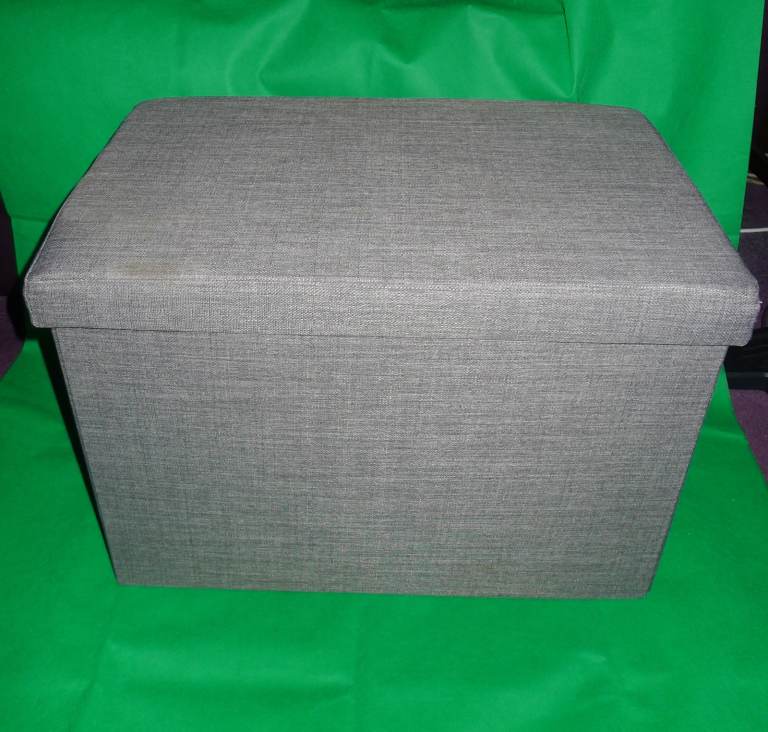 Grey material ottoman storage trunk / box (folding) 60cm long