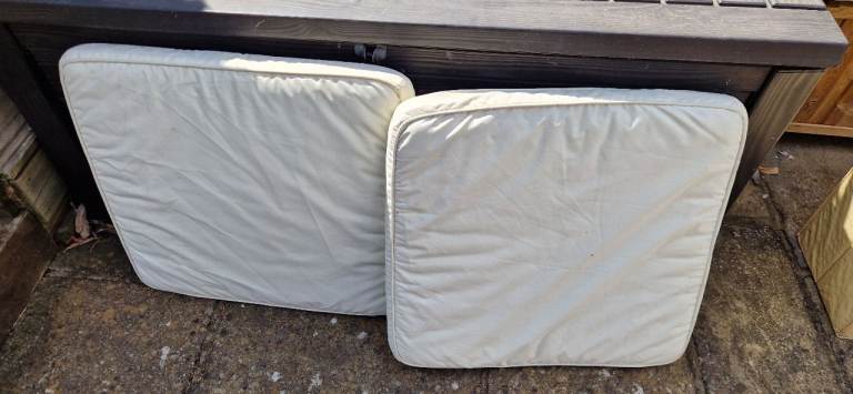 Two Cream Outdoor Seat Cushions  free