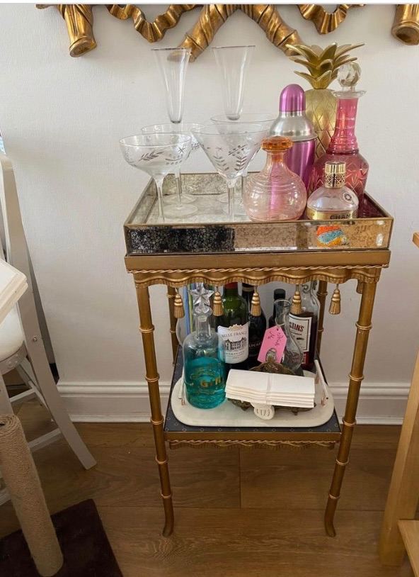 Hollywood regency Vintage drinks bar shelves 