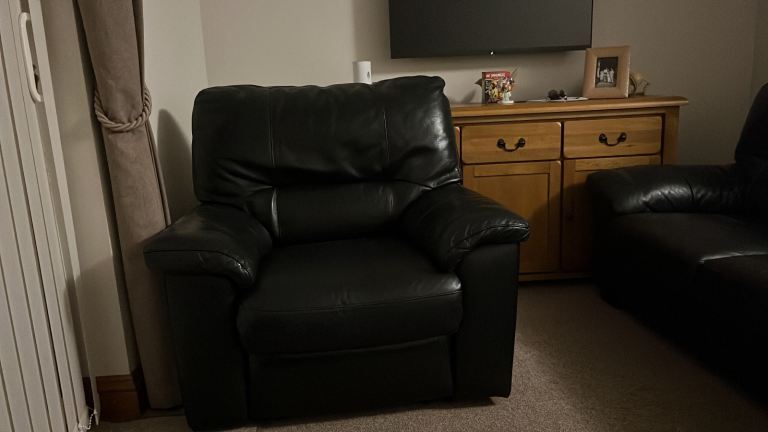 Large leather sofa and electric recliner 