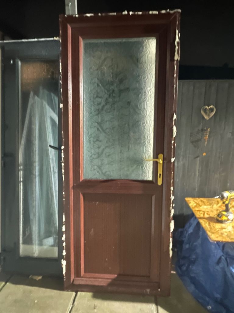 wood grain/ white pvc door