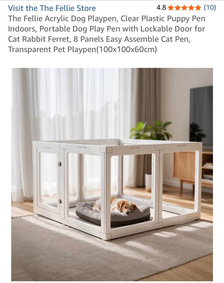 Acrylic dog playpen with clear panels