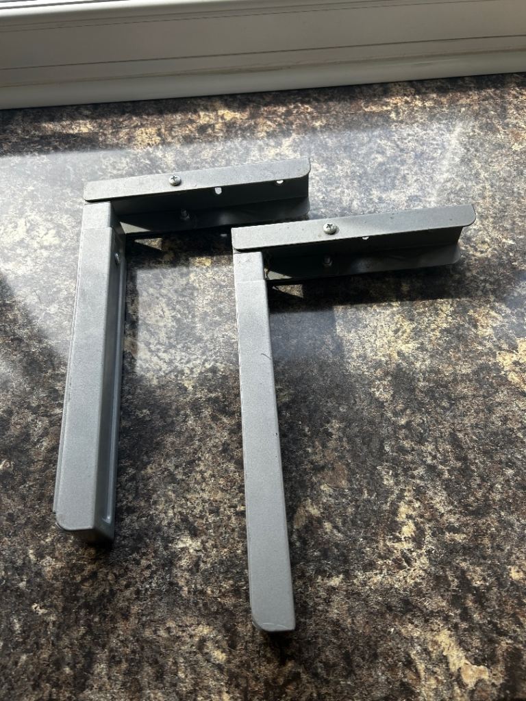 Pair of Grey Metal Shelf Extendable Brackets - Good Condition