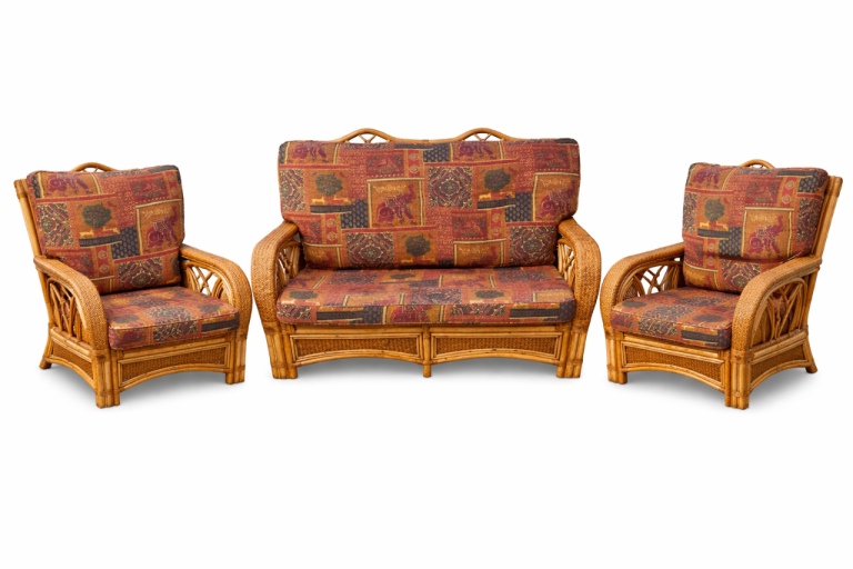 Rattan Wicker Sofa & 2 Armchairs