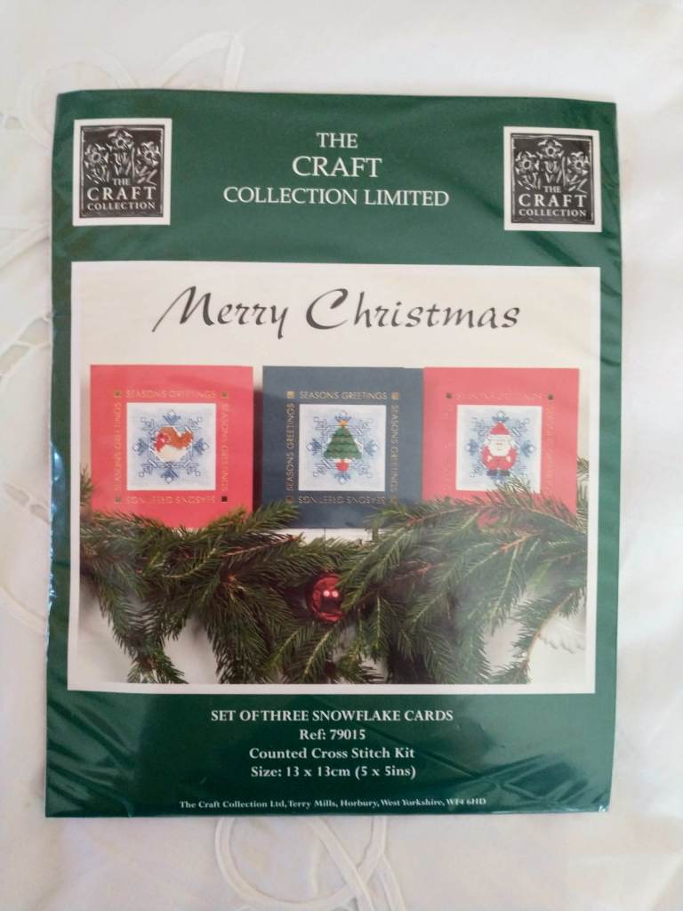 NEW 3 Cross Stitch  Christmas cards kit by The Craft Collection Limited