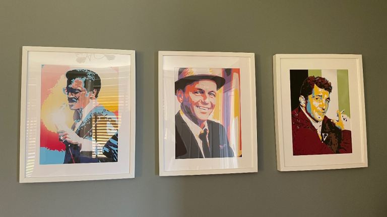 Man Cave - Rat Pack Wall Prints with White Frames