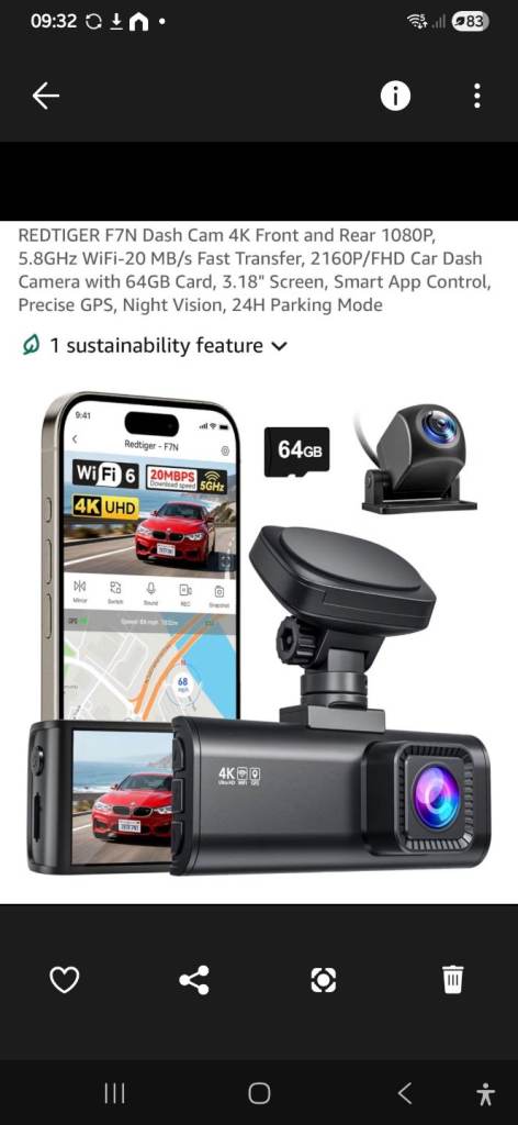 Red Tiger dash cam and hardwire kit