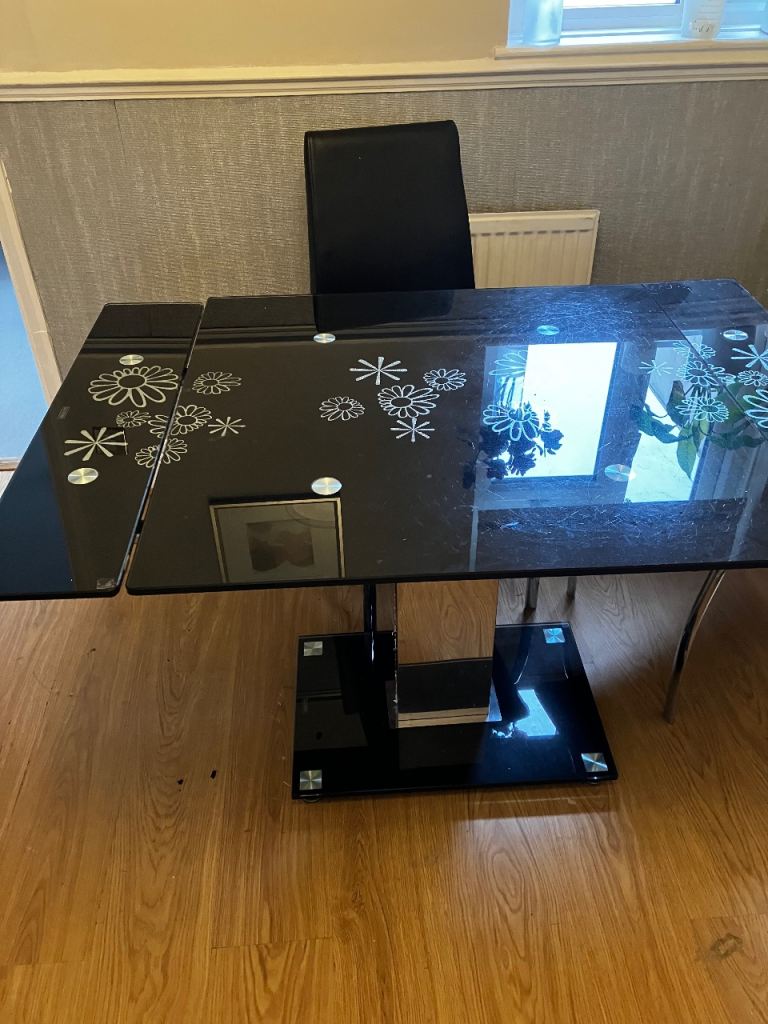 Glass dining table and chairs
