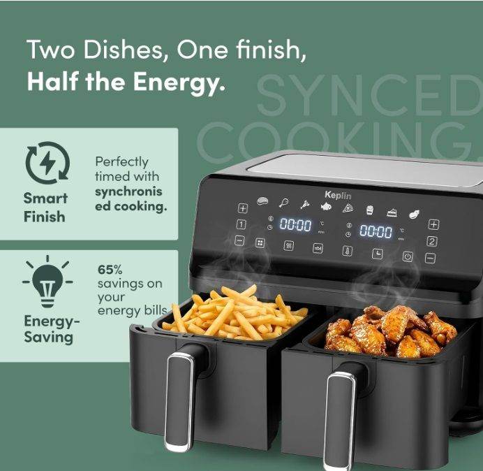 Keplin 9L Dual Zone Air Fryer - 8 in1 Cooking Functions