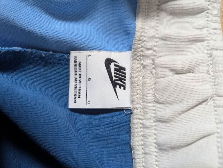 Nike Tech Fleece Twin Set – Sky x Royal Blue with black piping and blue logos Size M