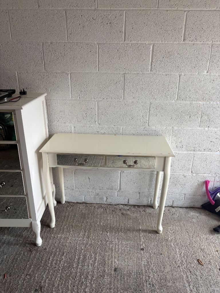 Cream Console Table with Two Drawers – Good Condition