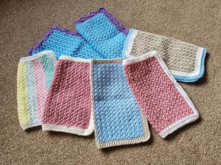 Hand-made Baby Doll's Crochet Blankets  £2.00 each. 