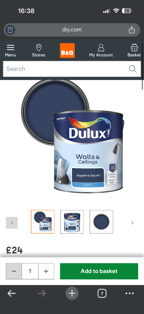 Dulux sapphire paint and matching panel wallpaper